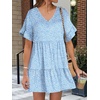image:imageANRABESS Dresses for Women Summer 2026 V Neck Ruffle Sleeve A Line Tiered Flowy Casual Trendy Mini Beach Dress with PocketsBlue White Floral