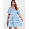 image:imageANRABESS Dresses for Women Summer 2026 V Neck Ruffle Sleeve A Line Tiered Flowy Casual Trendy Mini Beach Dress with PocketsBlue White Floral