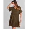 image:imageANRABESS Dresses for Women Summer 2026 V Neck Ruffle Sleeve A Line Tiered Flowy Casual Trendy Mini Beach Dress with PocketsCoffee