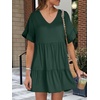 image:imageANRABESS Dresses for Women Summer 2026 V Neck Ruffle Sleeve A Line Tiered Flowy Casual Trendy Mini Beach Dress with PocketsDeep Green