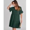 image:imageANRABESS Dresses for Women Summer 2026 V Neck Ruffle Sleeve A Line Tiered Flowy Casual Trendy Mini Beach Dress with PocketsDeep Green