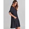image:imageANRABESS Dresses for Women Summer 2026 V Neck Ruffle Sleeve A Line Tiered Flowy Casual Trendy Mini Beach Dress with PocketsDeep Navy Blue