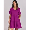 image:imageANRABESS Dresses for Women Summer 2026 V Neck Ruffle Sleeve A Line Tiered Flowy Casual Trendy Mini Beach Dress with PocketsFuchsia