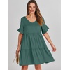 image:imageANRABESS Dresses for Women Summer 2026 V Neck Ruffle Sleeve A Line Tiered Flowy Casual Trendy Mini Beach Dress with PocketsGreen