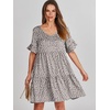 image:imageANRABESS Dresses for Women Summer 2026 V Neck Ruffle Sleeve A Line Tiered Flowy Casual Trendy Mini Beach Dress with PocketsKhaki Polka Dot Gray