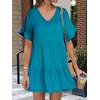 image:imageANRABESS Dresses for Women Summer 2026 V Neck Ruffle Sleeve A Line Tiered Flowy Casual Trendy Mini Beach Dress with PocketsLake Blue
