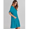 image:imageANRABESS Dresses for Women Summer 2026 V Neck Ruffle Sleeve A Line Tiered Flowy Casual Trendy Mini Beach Dress with PocketsLake Blue
