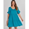image:imageANRABESS Dresses for Women Summer 2026 V Neck Ruffle Sleeve A Line Tiered Flowy Casual Trendy Mini Beach Dress with PocketsLake Blue