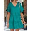 image:imageANRABESS Dresses for Women Summer 2026 V Neck Ruffle Sleeve A Line Tiered Flowy Casual Trendy Mini Beach Dress with PocketsLake Green