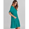 image:imageANRABESS Dresses for Women Summer 2026 V Neck Ruffle Sleeve A Line Tiered Flowy Casual Trendy Mini Beach Dress with PocketsLake Green