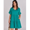 image:imageANRABESS Dresses for Women Summer 2026 V Neck Ruffle Sleeve A Line Tiered Flowy Casual Trendy Mini Beach Dress with PocketsLake Green