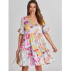 image:imageANRABESS Dresses for Women Summer 2026 V Neck Ruffle Sleeve A Line Tiered Flowy Casual Trendy Mini Beach Dress with PocketsMulticolour Floral