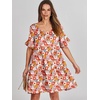 image:imageANRABESS Dresses for Women Summer 2026 V Neck Ruffle Sleeve A Line Tiered Flowy Casual Trendy Mini Beach Dress with PocketsOrange Floral