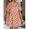 image:imageANRABESS Dresses for Women Summer 2026 V Neck Ruffle Sleeve A Line Tiered Flowy Casual Trendy Mini Beach Dress with PocketsOrange Floral
