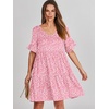 image:imageANRABESS Dresses for Women Summer 2026 V Neck Ruffle Sleeve A Line Tiered Flowy Casual Trendy Mini Beach Dress with PocketsPink Floral