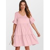 image:imageANRABESS Dresses for Women Summer 2026 V Neck Ruffle Sleeve A Line Tiered Flowy Casual Trendy Mini Beach Dress with PocketsPink Round Dot
