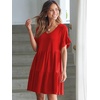 image:imageANRABESS Dresses for Women Summer 2026 V Neck Ruffle Sleeve A Line Tiered Flowy Casual Trendy Mini Beach Dress with PocketsRed