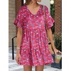 image:imageANRABESS Dresses for Women Summer 2026 V Neck Ruffle Sleeve A Line Tiered Flowy Casual Trendy Mini Beach Dress with PocketsRed Floral