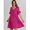 image:imageANRABESS Dresses for Women Summer 2026 V Neck Ruffle Sleeve A Line Tiered Flowy Casual Trendy Mini Beach Dress with PocketsRose
