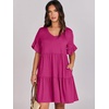 image:imageANRABESS Dresses for Women Summer 2026 V Neck Ruffle Sleeve A Line Tiered Flowy Casual Trendy Mini Beach Dress with PocketsRose