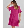image:imageANRABESS Dresses for Women Summer 2026 V Neck Ruffle Sleeve A Line Tiered Flowy Casual Trendy Mini Beach Dress with PocketsRose