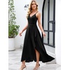 image:imageANRABESS Formal Dresses for Women Evening Party Cocktail Long Dress Split Elegant V Neck Wrap Ruffle Wedding Guest DressesBlack