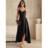 image:imageANRABESS Formal Dresses for Women Evening Party Cocktail Long Dress Split Elegant V Neck Wrap Ruffle Wedding Guest DressesBlack
