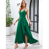 image:imageANRABESS Formal Dresses for Women Evening Party Cocktail Long Dress Split Elegant V Neck Wrap Ruffle Wedding Guest DressesDeep Green