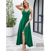 image:imageANRABESS Formal Dresses for Women Evening Party Cocktail Long Dress Split Elegant V Neck Wrap Ruffle Wedding Guest DressesDeep Green