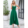 image:imageANRABESS Formal Dresses for Women Evening Party Cocktail Long Dress Split Elegant V Neck Wrap Ruffle Wedding Guest DressesDeep Green