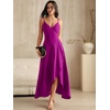 image:imageANRABESS Formal Dresses for Women Evening Party Cocktail Long Dress Split Elegant V Neck Wrap Ruffle Wedding Guest DressesFuchsia
