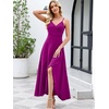 image:imageANRABESS Formal Dresses for Women Evening Party Cocktail Long Dress Split Elegant V Neck Wrap Ruffle Wedding Guest DressesFuchsia