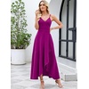 image:imageANRABESS Formal Dresses for Women Evening Party Cocktail Long Dress Split Elegant V Neck Wrap Ruffle Wedding Guest DressesFuchsia