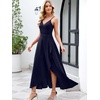 image:imageANRABESS Formal Dresses for Women Evening Party Cocktail Long Dress Split Elegant V Neck Wrap Ruffle Wedding Guest DressesNavy Blue
