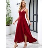 image:imageANRABESS Formal Dresses for Women Evening Party Cocktail Long Dress Split Elegant V Neck Wrap Ruffle Wedding Guest DressesRed