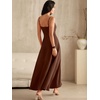 image:imageANRABESS Formal Dresses for Women Evening Party Cocktail Long Dress Split Elegant V Neck Wrap Ruffle Wedding Guest DressesRed Brown