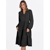 image:imageANRABESS Long Sleeve Midi Dresses for Women V Neck 2026 Fall Fashion Casual Loose Fit Flowy Swing Tiered Vacation Boho DressBlack