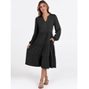image:imageANRABESS Long Sleeve Midi Dresses for Women V Neck 2026 Fall Fashion Casual Loose Fit Flowy Swing Tiered Vacation Boho DressBlack