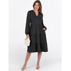 image:imageANRABESS Long Sleeve Midi Dresses for Women V Neck 2026 Fall Fashion Casual Loose Fit Flowy Swing Tiered Vacation Boho DressBlack