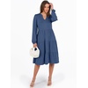 image:imageANRABESS Long Sleeve Midi Dresses for Women V Neck 2026 Fall Fashion Casual Loose Fit Flowy Swing Tiered Vacation Boho DressBlue