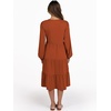 image:imageANRABESS Long Sleeve Midi Dresses for Women V Neck 2026 Fall Fashion Casual Loose Fit Flowy Swing Tiered Vacation Boho DressBrick Orange