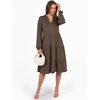 image:imageANRABESS Long Sleeve Midi Dresses for Women V Neck 2026 Fall Fashion Casual Loose Fit Flowy Swing Tiered Vacation Boho DressCoffee