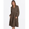 image:imageANRABESS Long Sleeve Midi Dresses for Women V Neck 2026 Fall Fashion Casual Loose Fit Flowy Swing Tiered Vacation Boho DressCoffee