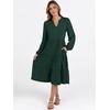 image:imageANRABESS Long Sleeve Midi Dresses for Women V Neck 2026 Fall Fashion Casual Loose Fit Flowy Swing Tiered Vacation Boho DressDeep Green