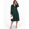 image:imageANRABESS Long Sleeve Midi Dresses for Women V Neck 2026 Fall Fashion Casual Loose Fit Flowy Swing Tiered Vacation Boho DressDeep Green