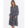 image:imageANRABESS Long Sleeve Midi Dresses for Women V Neck 2026 Fall Fashion Casual Loose Fit Flowy Swing Tiered Vacation Boho DressFloral Black Purple