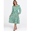 image:imageANRABESS Long Sleeve Midi Dresses for Women V Neck 2026 Fall Fashion Casual Loose Fit Flowy Swing Tiered Vacation Boho DressFloral Green