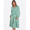 image:imageANRABESS Long Sleeve Midi Dresses for Women V Neck 2026 Fall Fashion Casual Loose Fit Flowy Swing Tiered Vacation Boho DressFloral Green