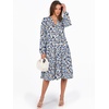 image:imageANRABESS Long Sleeve Midi Dresses for Women V Neck 2026 Fall Fashion Casual Loose Fit Flowy Swing Tiered Vacation Boho DressFloral Light Blue