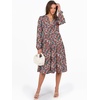 image:imageANRABESS Long Sleeve Midi Dresses for Women V Neck 2026 Fall Fashion Casual Loose Fit Flowy Swing Tiered Vacation Boho DressFloral Red Pink
